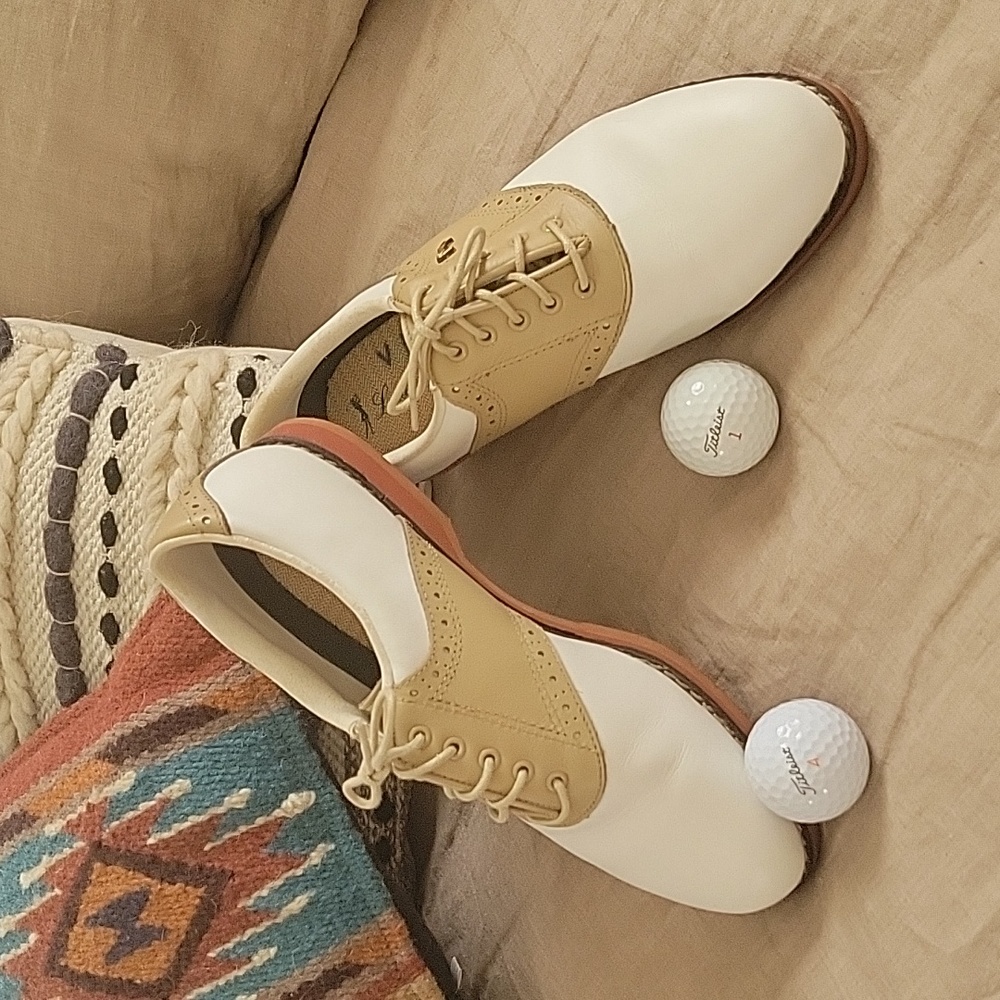 Lady Fairway White/tan Leather Women's Golf Shoes.  8 M Lace up